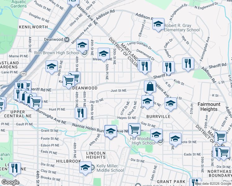 map of restaurants, bars, coffee shops, grocery stores, and more near 101 Independence Avenue Southeast in Washington