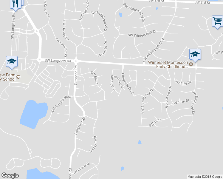 map of restaurants, bars, coffee shops, grocery stores, and more near 1024 Southwest Argyl Street in Lee's Summit