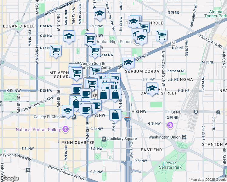 map of restaurants, bars, coffee shops, grocery stores, and more near 101 Independence Avenue Southeast in Washington