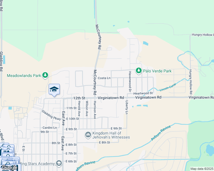 map of restaurants, bars, coffee shops, grocery stores, and more near 1301 Grove Creek Way in Lincoln