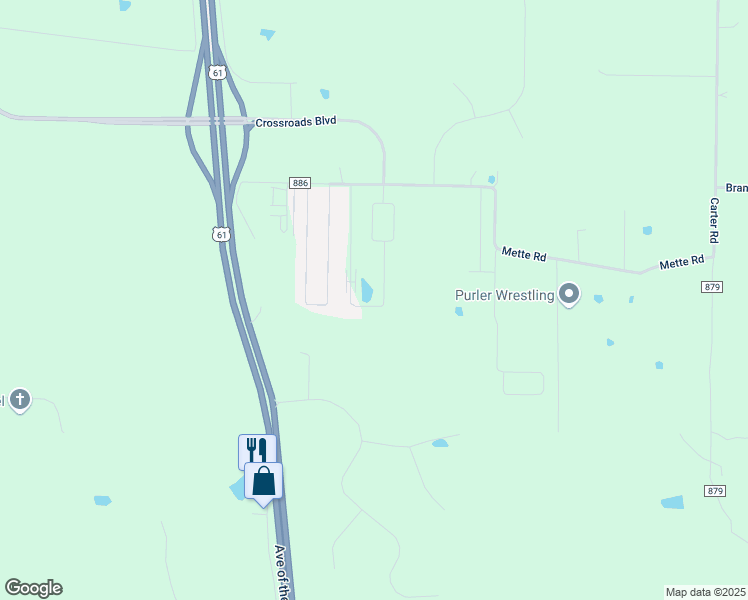 map of restaurants, bars, coffee shops, grocery stores, and more near 105 Quail Run Circle in Moscow Mills