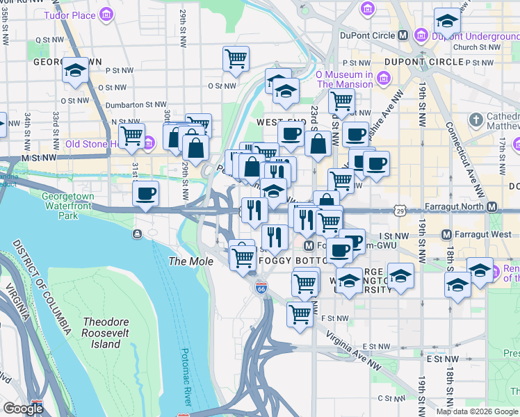 map of restaurants, bars, coffee shops, grocery stores, and more near 101 Independence Avenue Southeast in Washington
