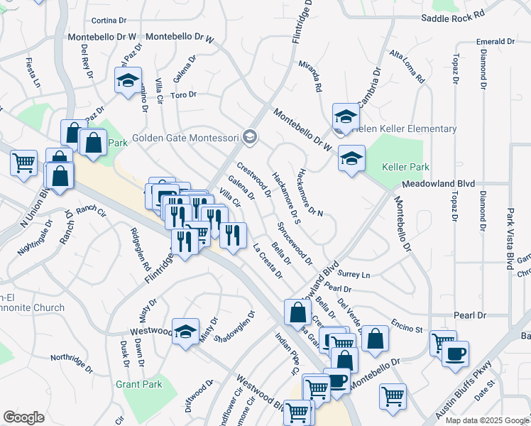 map of restaurants, bars, coffee shops, grocery stores, and more near 4903 Galena Drive in Colorado Springs