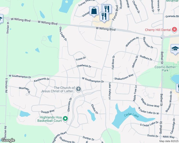 map of restaurants, bars, coffee shops, grocery stores, and more near 4509 Laramie Court in Columbia