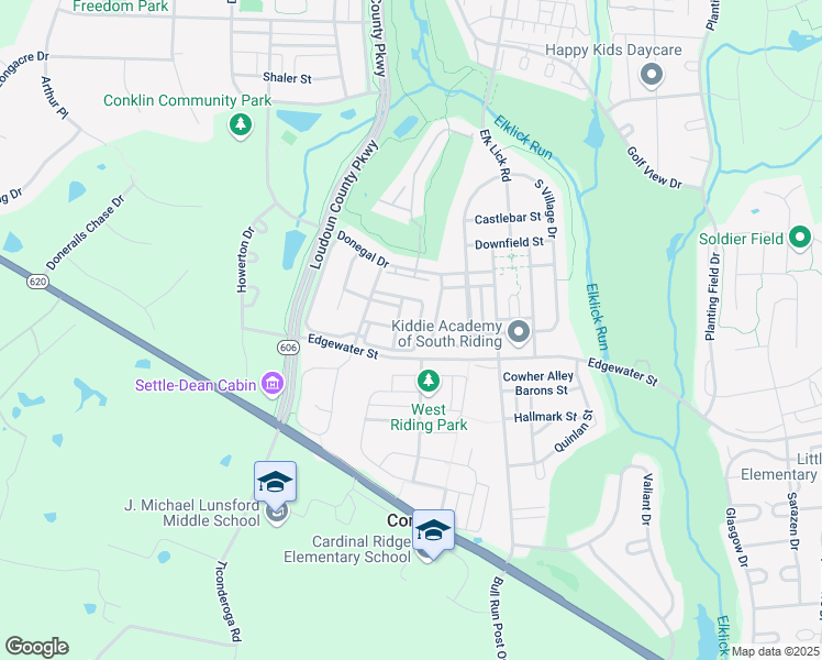 map of restaurants, bars, coffee shops, grocery stores, and more near 25879 Kirkwood Square in Chantilly