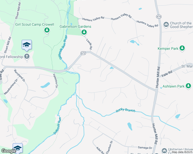 map of restaurants, bars, coffee shops, grocery stores, and more near 10603 Vale Road in Oakton