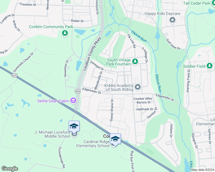 map of restaurants, bars, coffee shops, grocery stores, and more near 25838 Norrington Square in Chantilly