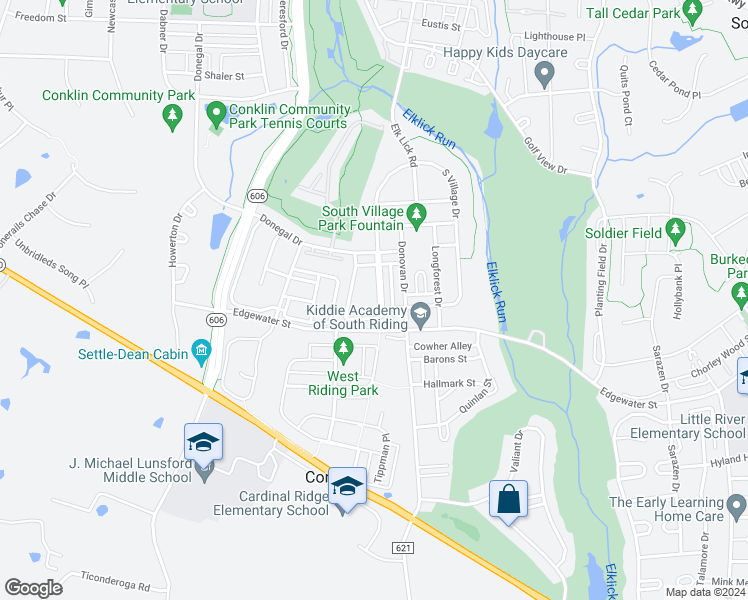 map of restaurants, bars, coffee shops, grocery stores, and more near 25872 Commons Square in Chantilly