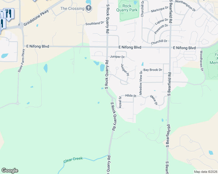 map of restaurants, bars, coffee shops, grocery stores, and more near 3862-4112 South Rock Quarry Road in Columbia