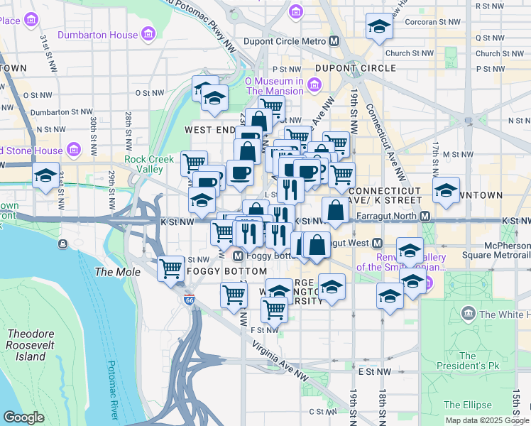 map of restaurants, bars, coffee shops, grocery stores, and more near 101 Independence Avenue Southeast in Washington