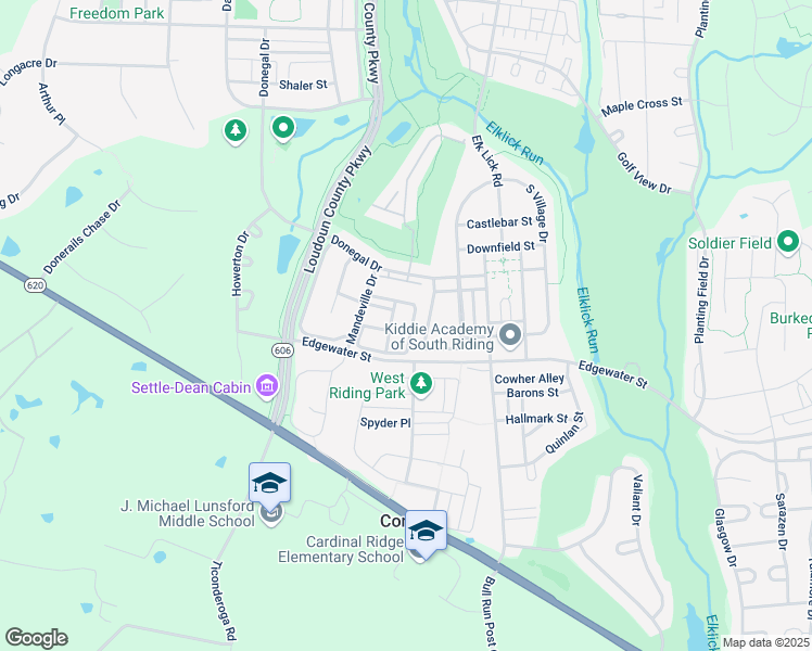 map of restaurants, bars, coffee shops, grocery stores, and more near 25871 Kirkwood Square in Chantilly