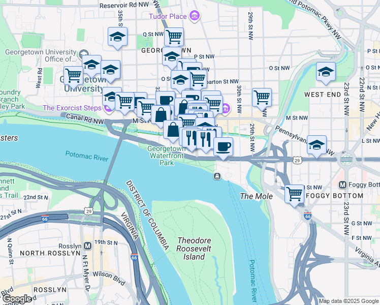 map of restaurants, bars, coffee shops, grocery stores, and more near 101 Independence Avenue Southeast in Washington