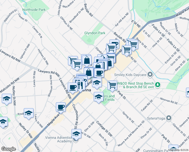 map of restaurants, bars, coffee shops, grocery stores, and more near 101 Independence Avenue Southeast in Washington