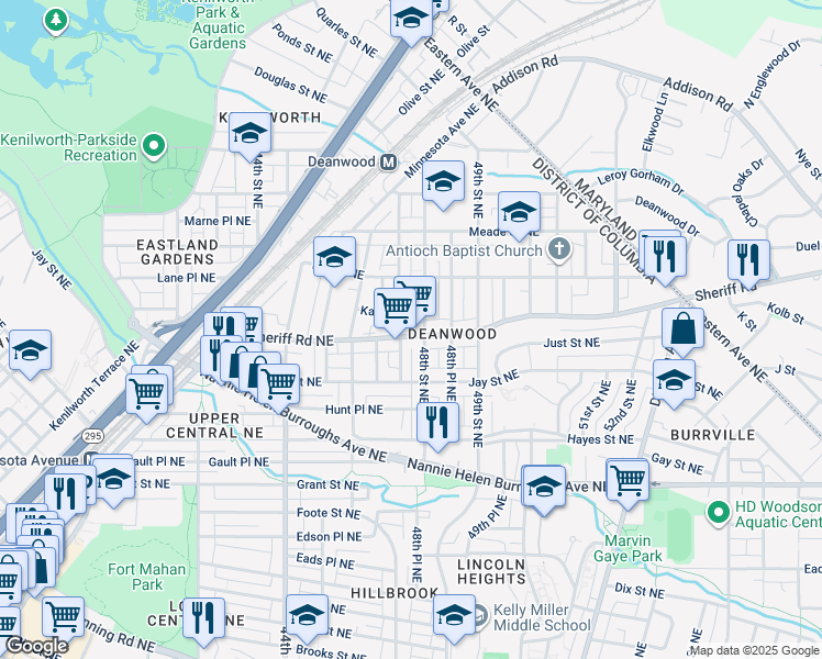 map of restaurants, bars, coffee shops, grocery stores, and more near 101 Independence Avenue Southeast in Washington