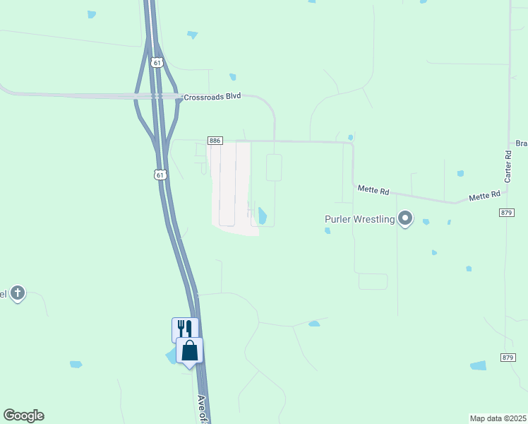 map of restaurants, bars, coffee shops, grocery stores, and more near 105 Quail Run Circle in Moscow Mills