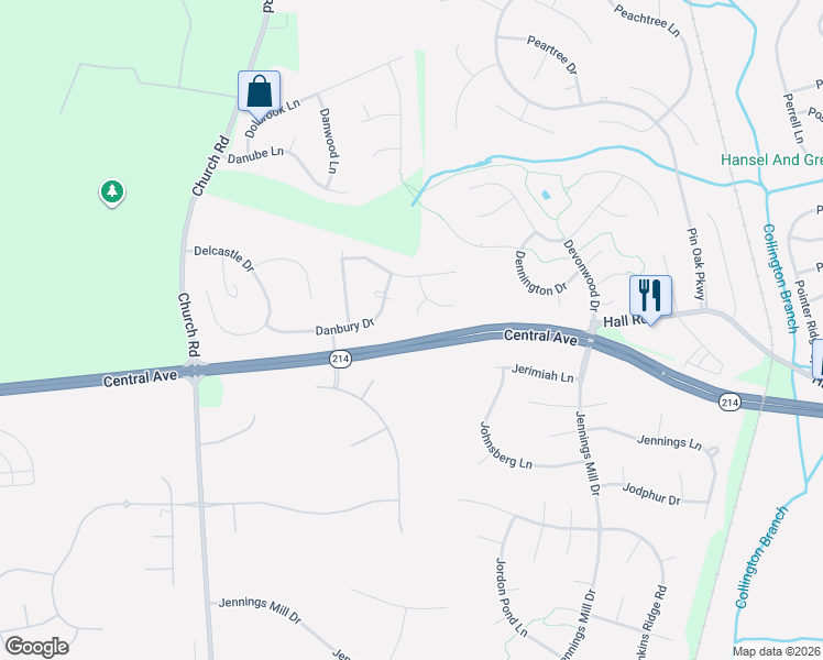 map of restaurants, bars, coffee shops, grocery stores, and more near 1001 Donnington Ct in Bowie