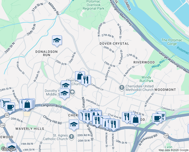 map of restaurants, bars, coffee shops, grocery stores, and more near 101 Independence Avenue Southeast in Washington