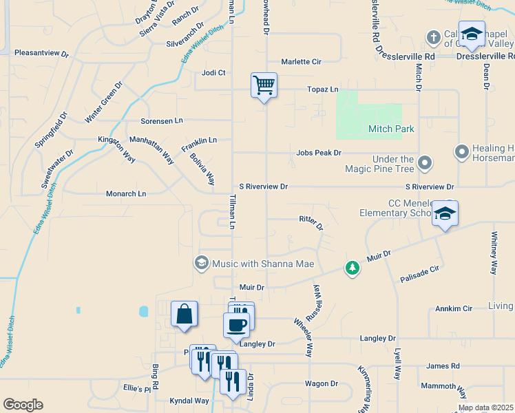 map of restaurants, bars, coffee shops, grocery stores, and more near 890 Arrowhead Drive in Gardnerville