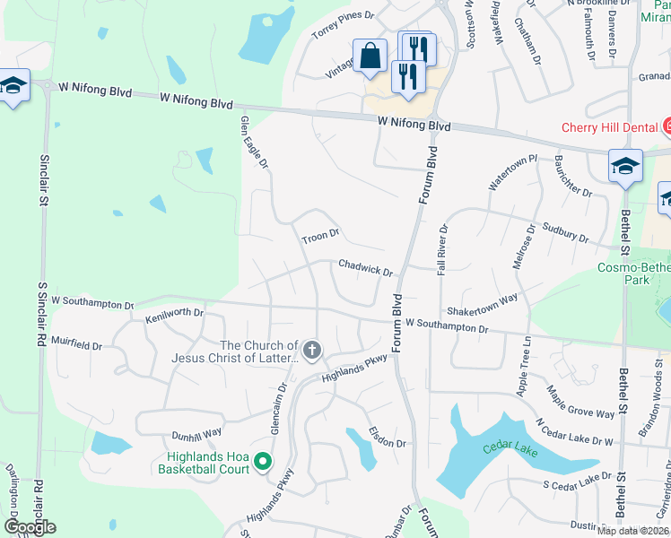 map of restaurants, bars, coffee shops, grocery stores, and more near 4411 Glen Eagle Drive in Columbia
