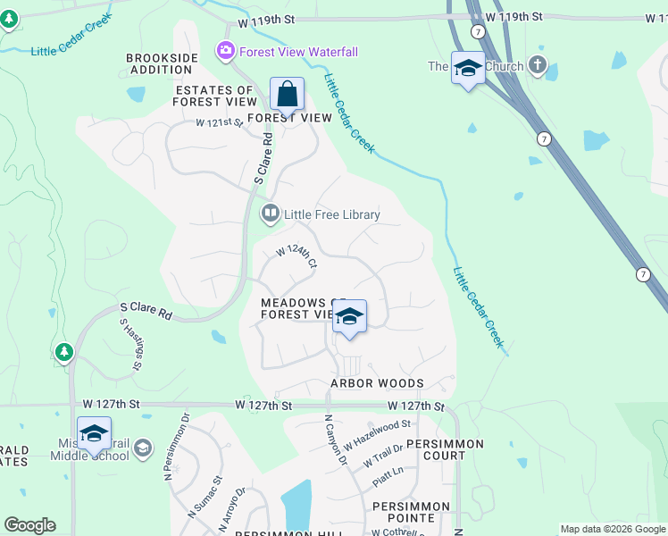 map of restaurants, bars, coffee shops, grocery stores, and more near 12388 South Kenton Street in Olathe