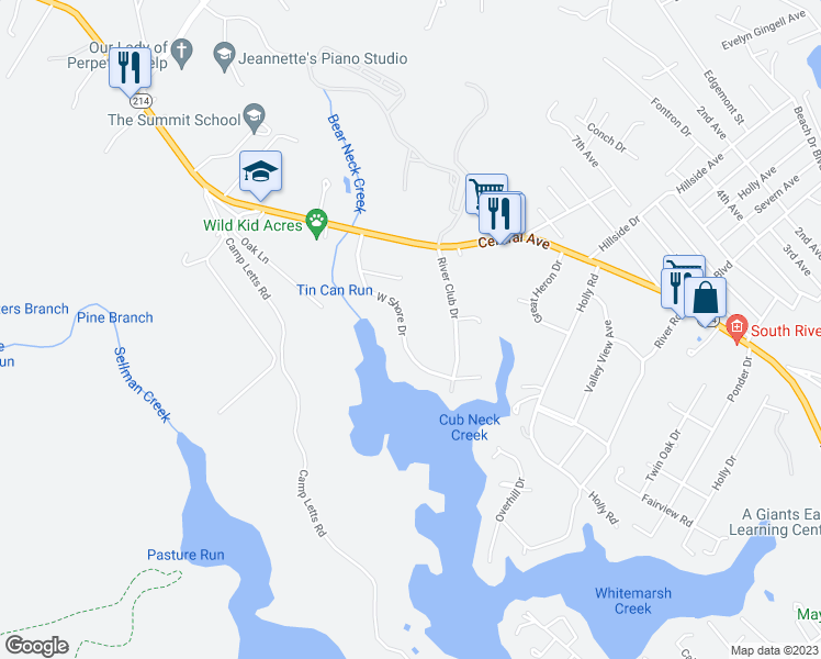 map of restaurants, bars, coffee shops, grocery stores, and more near 3919 West Shore Drive in Edgewater