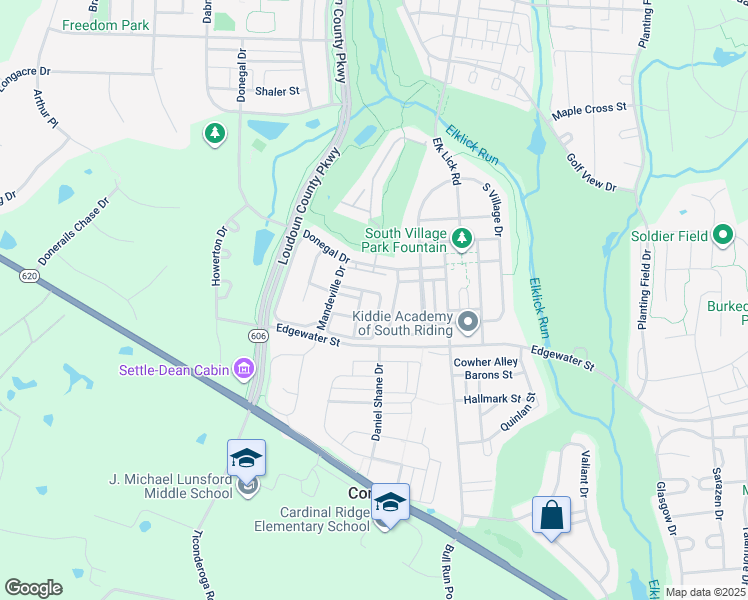 map of restaurants, bars, coffee shops, grocery stores, and more near 25857 Kirkwood Square in Chantilly