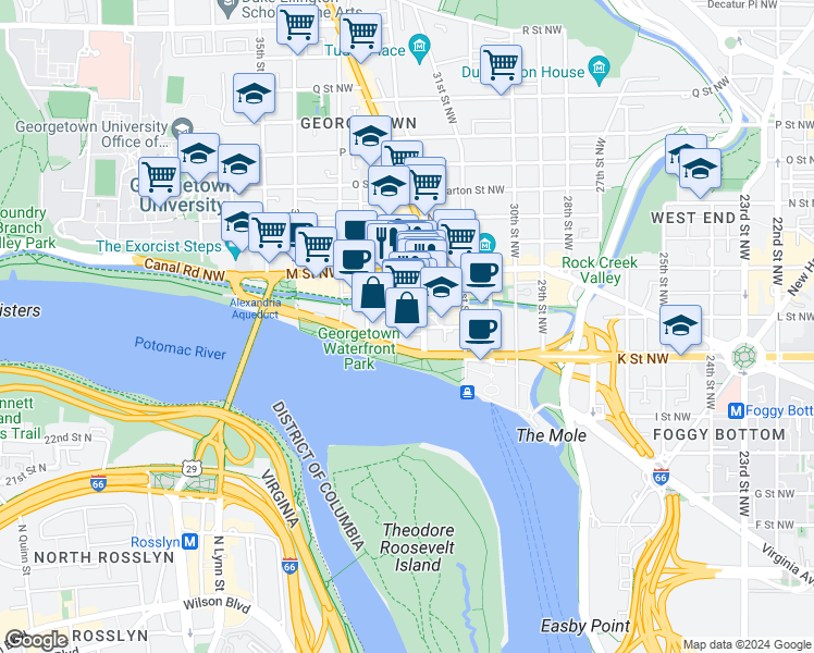 map of restaurants, bars, coffee shops, grocery stores, and more near 3222 Cherry Hill Lane in Washington, D.C.