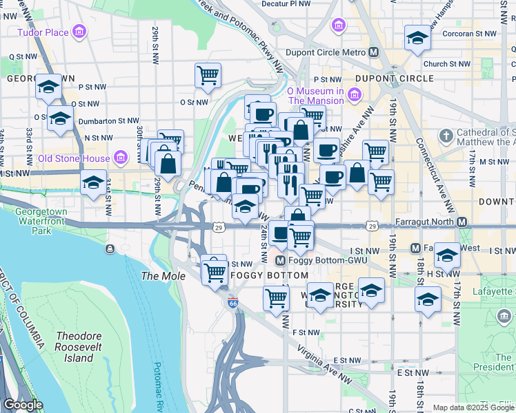 map of restaurants, bars, coffee shops, grocery stores, and more near 101 Independence Avenue Southeast in Washington