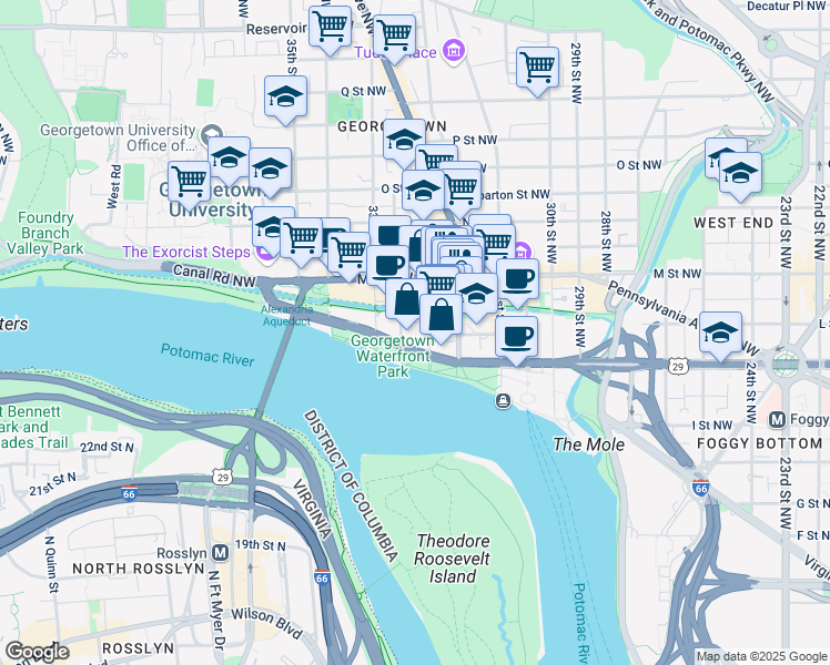 map of restaurants, bars, coffee shops, grocery stores, and more near 1081 Paper Mill Court in Washington