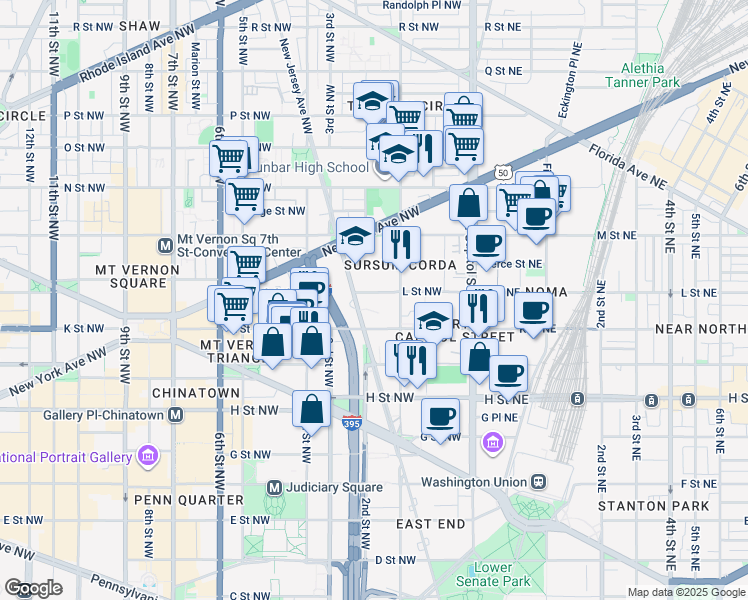 map of restaurants, bars, coffee shops, grocery stores, and more near 101 Independence Avenue Southeast in Washington