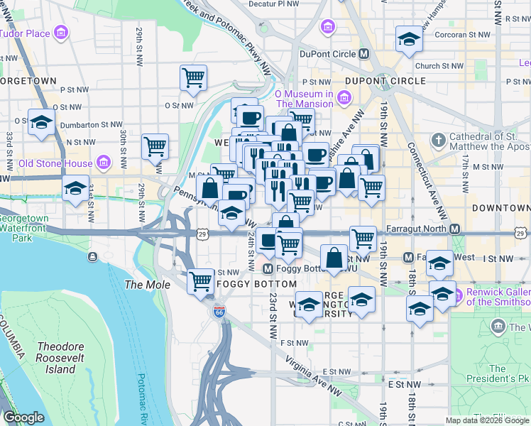 map of restaurants, bars, coffee shops, grocery stores, and more near 101 Independence Avenue Southeast in Washington