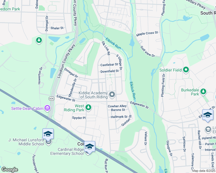 map of restaurants, bars, coffee shops, grocery stores, and more near 25809 Mews Terrace in South Riding
