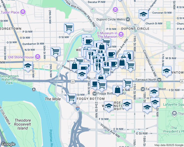 map of restaurants, bars, coffee shops, grocery stores, and more near 101 Independence Avenue Southeast in Washington