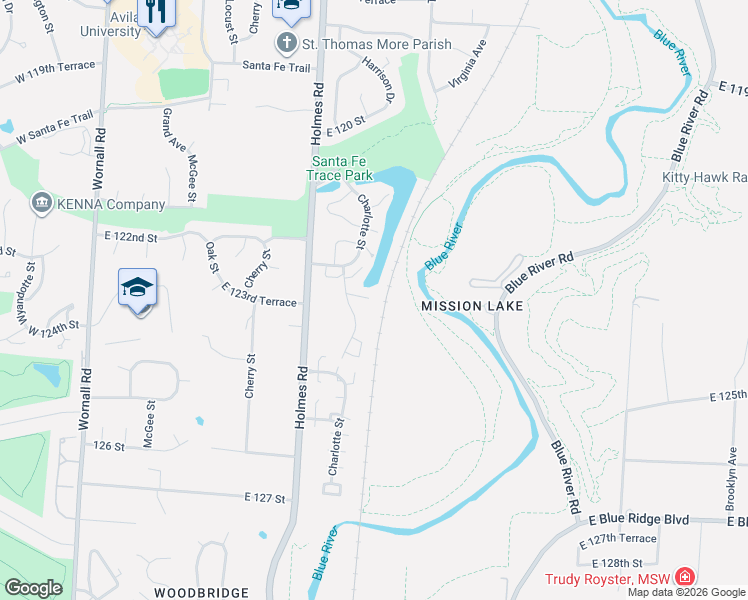 map of restaurants, bars, coffee shops, grocery stores, and more near 12309 Charlotte Street in Kansas City