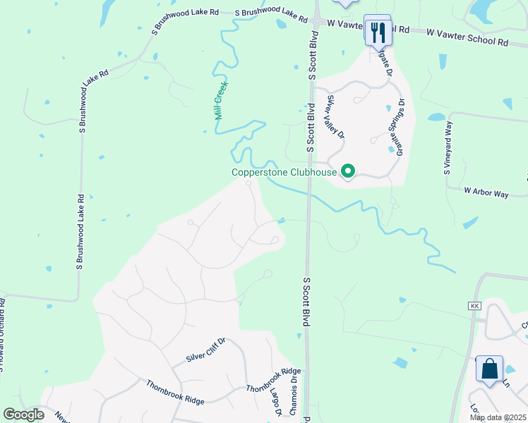 map of restaurants, bars, coffee shops, grocery stores, and more near 4429-4529 South Scott Boulevard in Columbia