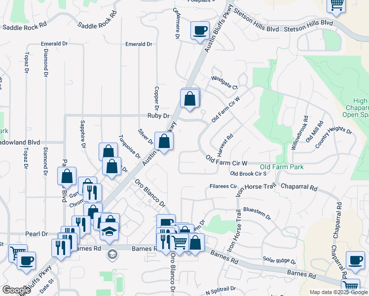 map of restaurants, bars, coffee shops, grocery stores, and more near 4826 Harvest Road in Colorado Springs
