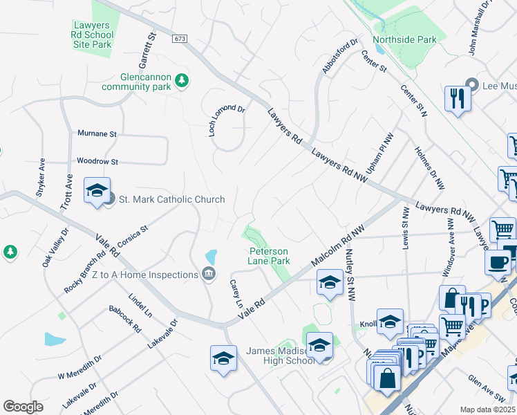 map of restaurants, bars, coffee shops, grocery stores, and more near 2233 Abbotsford Drive in Vienna
