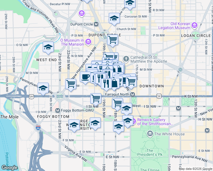 map of restaurants, bars, coffee shops, grocery stores, and more near 101 Independence Avenue Southeast in Washington