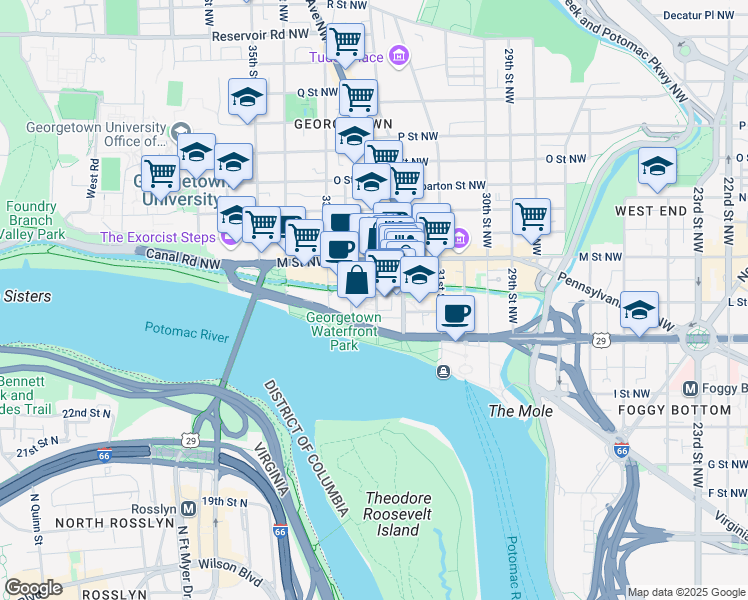 map of restaurants, bars, coffee shops, grocery stores, and more near 1081 Paper Mill Court in Washington