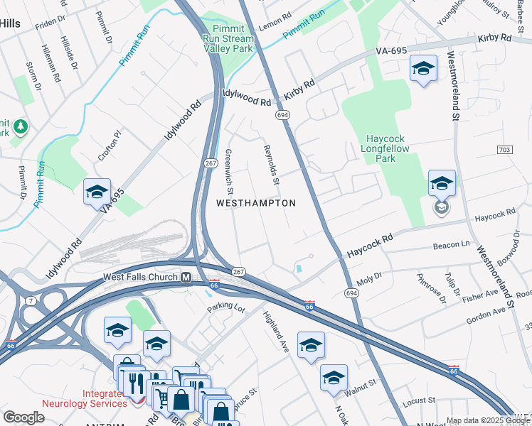 map of restaurants, bars, coffee shops, grocery stores, and more near 2125 Grayson Place in Falls Church