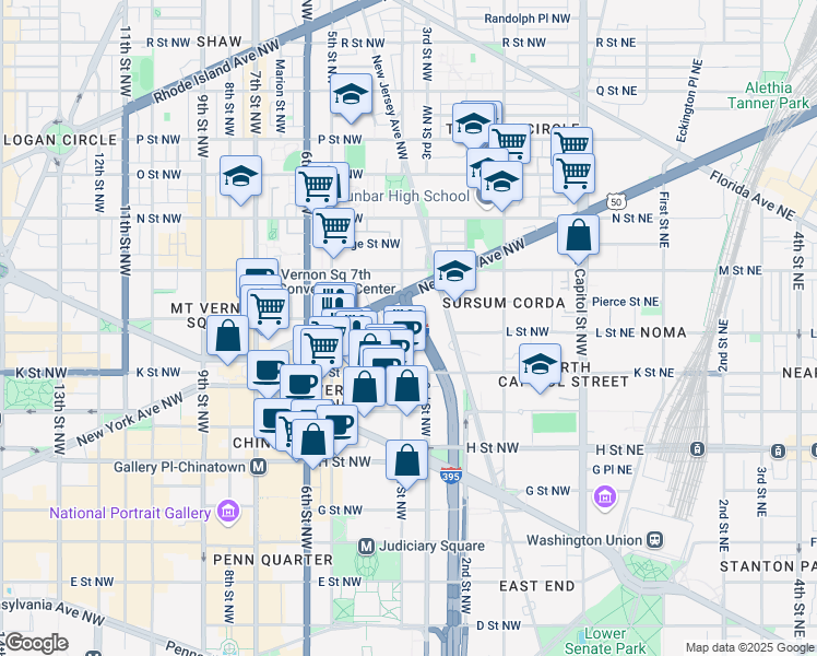 map of restaurants, bars, coffee shops, grocery stores, and more near 101 Independence Avenue Southeast in Washington