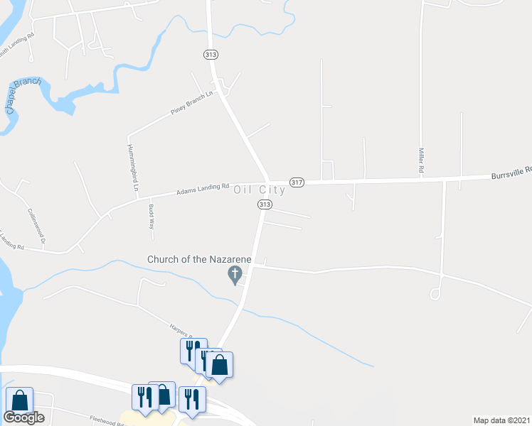 map of restaurants, bars, coffee shops, grocery stores, and more near 10797 Greensboro Road in Denton