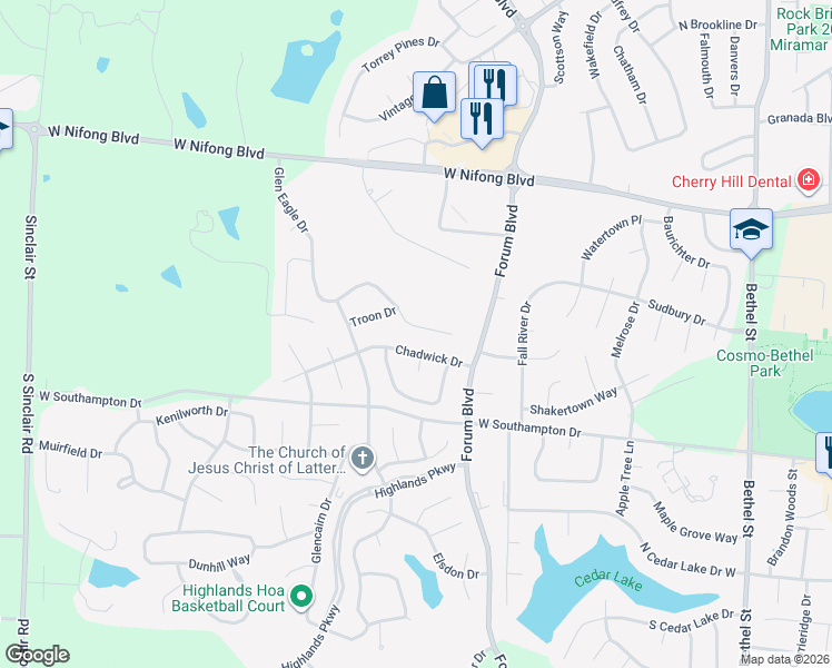 map of restaurants, bars, coffee shops, grocery stores, and more near 4411 Glen Eagle Dr in Columbia