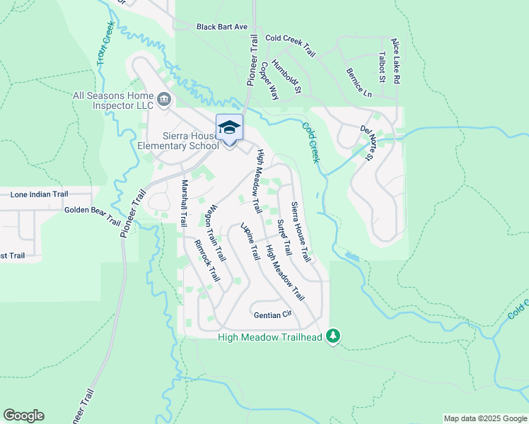 map of restaurants, bars, coffee shops, grocery stores, and more near 1857 High Meadow Trail in South Lake Tahoe