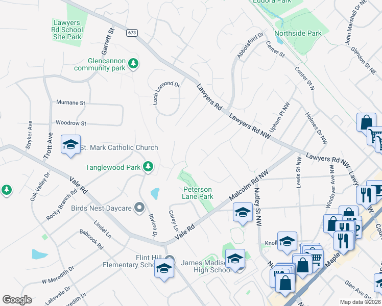map of restaurants, bars, coffee shops, grocery stores, and more near 2231 Abbotsford Drive in Vienna