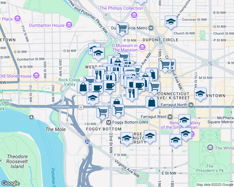 map of restaurants, bars, coffee shops, grocery stores, and more near 101 Independence Avenue Southeast in Washington