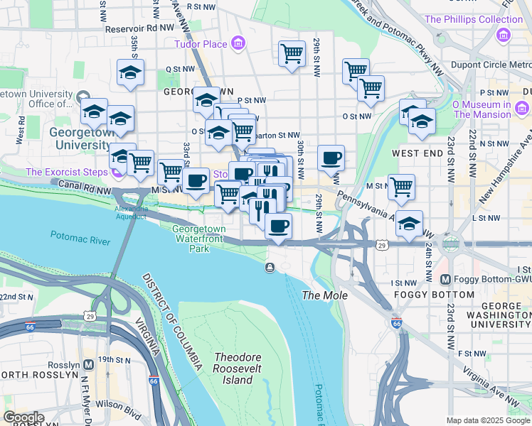 map of restaurants, bars, coffee shops, grocery stores, and more near 777 6th Street Northwest in Washington