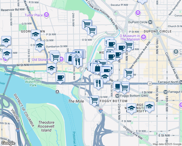 map of restaurants, bars, coffee shops, grocery stores, and more near 101 Independence Avenue Southeast in Washington