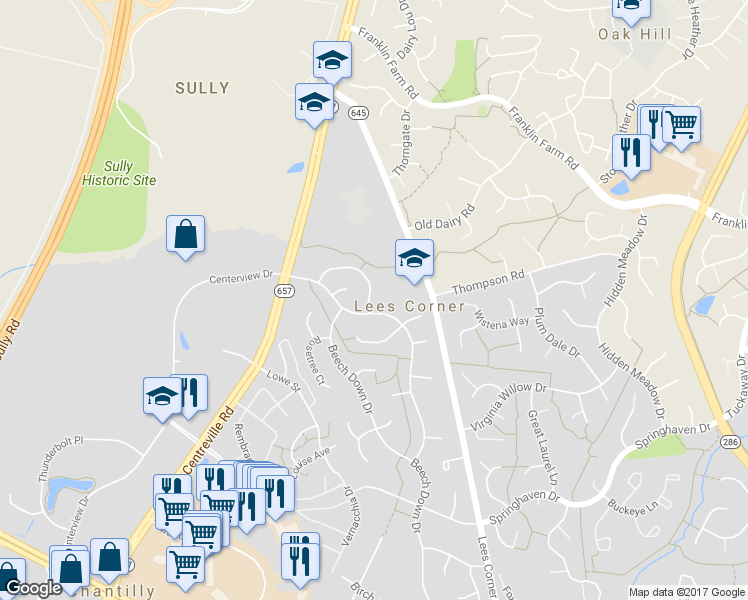 map of restaurants, bars, coffee shops, grocery stores, and more near 13602 Clary Sage Dr in Chantilly