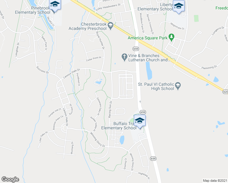 map of restaurants, bars, coffee shops, grocery stores, and more near 25780 Racing Sun Drive in Aldie